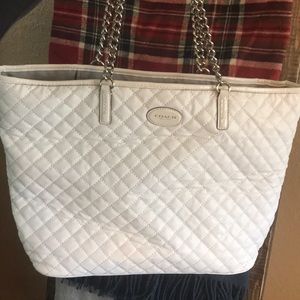 White Coach hand bag. Great condition.
